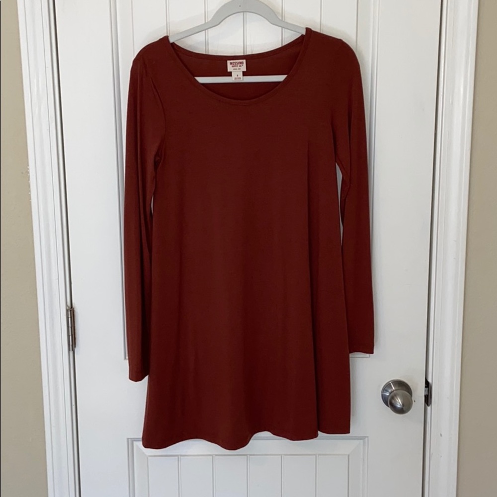 Burnt orange, long sleeve tshirt dress